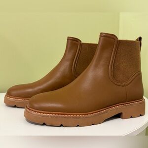 Vince Rue Lug Boots in Cognac Brown women size 6 M H20N1